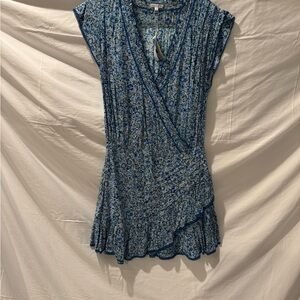 Poupette St. Barth Blue and Green Floral Dress